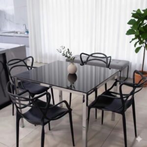 Kit 4 Cadeiras Preta Allegra Para Cozinha/Mesa/Jantar/Varanda