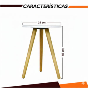 Mesinha Lateral Apoio Sala Mdf Branco e Preto 1 Un 35X40 - BRANCO