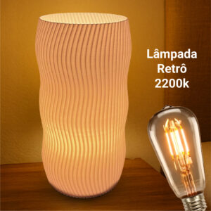 Abajur Luminária Wave Aesthetic Decoração Mesa Quarto LED Retrô Ambiente Confortável Moderno