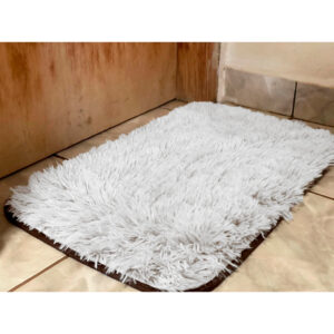 Tapete Peludo para Porta Felpudo Bege Mesclado 40cm x 60cm Antiderrapante Shaggy - Várias Cores - Felpudo Branco