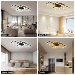 Lustre Moderno Pendente Led Quarto 3 Em 1 C/remote 68*40cm 110v/220v Preto/Branco