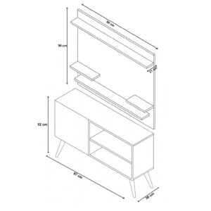 Rack Gardênia Retro com Painel Space para TV até 32” - Cores