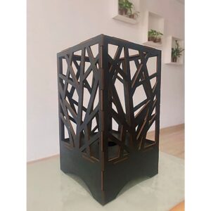 Abajur Moderno Decoração Quarto Cabeceira Luminária de Mesa Com Tomada Madeira Preto -1Agp