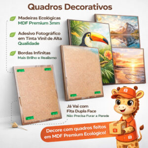 Quadro Decorativo 3 Peças Folhas de Plantas Tropicais em Estilo Boêmio Decoração Para Casa