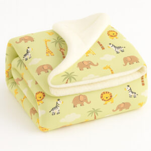 Cobertor Sherpa Dupla Face Bebê Felpuda Pelo Carneirinho Diversas Opções - Safari Verde