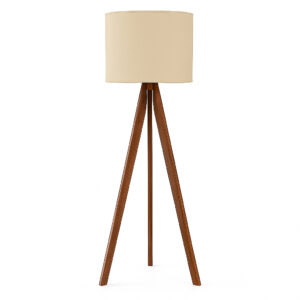 Abajur De Chão Tripé 1,50m Completo Com Cúpula E Fiação Luminária De Piso Para Sala Quarto Decoração - Cor Algodão Premium