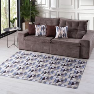 KIT TAPETE SALA QUARTO GEOMETRICO 1M X 1,40M + 04 CAPAS GORGURINHO 45CMX45CM JOGO COMPLETO - MARROM ABSTRATO