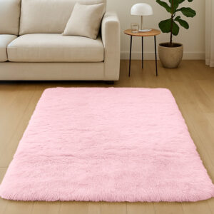Tapete 1,00x1,50 Sala Quarto Felpudo Varias Cores Premium - Rosa Bebê