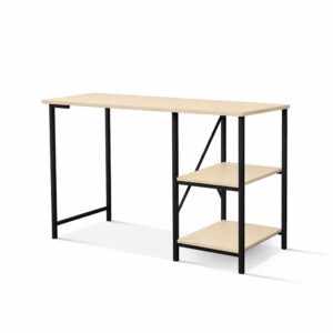 Escrivaninha Mesa Office Estudo Estilo Industrial 110cm KLM Móveis - Preto com Off White