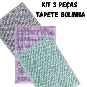 Kit 3 Tapetes Banheiro Antiderrapante Bolinha Microfibra Super Absorvente Lavável 38x58 Macio