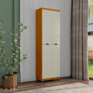 Armário Multiuso 4 Portas Organizador Cozinha Lavanderia Escritório - Cedro/Off