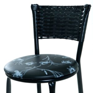 KIT 3 BANQUETAS BANCO ALTO ENCOSTO PRETO COZINHA AREA GOURMET MOVEIS DE JUNCO