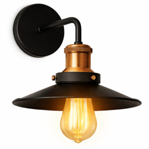 Arandela Nordic 22cm Industrial Preto Cobre E27 Bivolt Alumínio Parede Vintage Loft