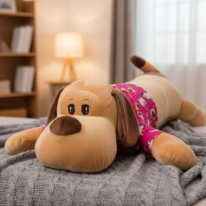 Almofada Xuxão 1,10m Pelúcia Gigante AntiAlérgica Travesseiro Corpo Inteiro Ultra Macio Para Abraçar - Marrom/Pink