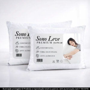 Kit 2 Travesseiros Ganso 50x70 Sono Leve Premium Fibra Siliconada Ultra Macio Anti Alérgico Lavável