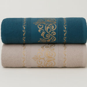 Kit 2 Toalhas de Banho Premium Gigante 100% Algodão – Felpudas, Macias e Super Absorventes - Kit 2Toalhas–Bege&Verde