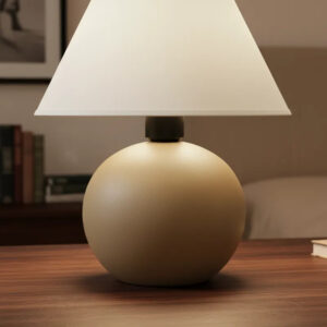 Abajur Luminaria De Ceramica Com Cúpula Sala Quarto Ambiente Decoração Infantil Adulto Cor Fria - Capuccino