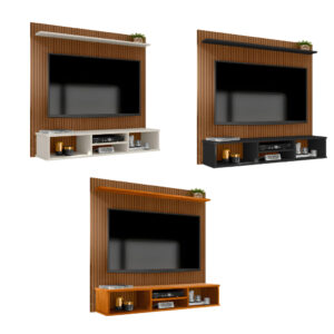 Painel Ripado TV Para Sala Com Nicho e Prateleira Espaçosa Organização Elegante Moderna e Resistente - 50" - Aleatória