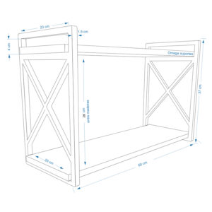 Prateleira Estilo Industrial Modelo X 20x60cm com Suportes e Tábuas de Madeira