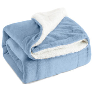 Cobertor Sherpa Dupla Face Bebê Felpuda Pelo Carneirinho Diversas Opções - Azul Claro