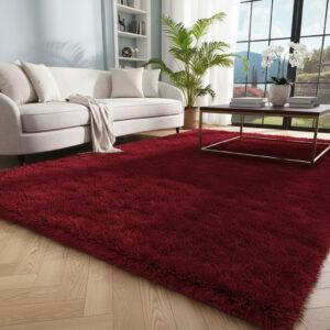 Tapete 2,00 x 1,50 Felpudo Sala Quarto Varias Cores - Bordô