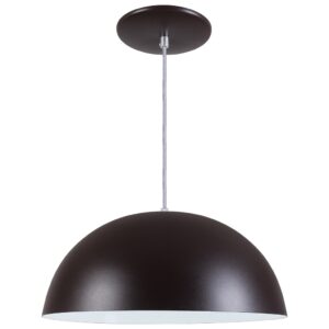 Pendente Meia Lua Bola 34cm em Alumínio Cores Cobre Arandela Luminária Sala Quarto Cozinha - Marrom Tabaco Textura