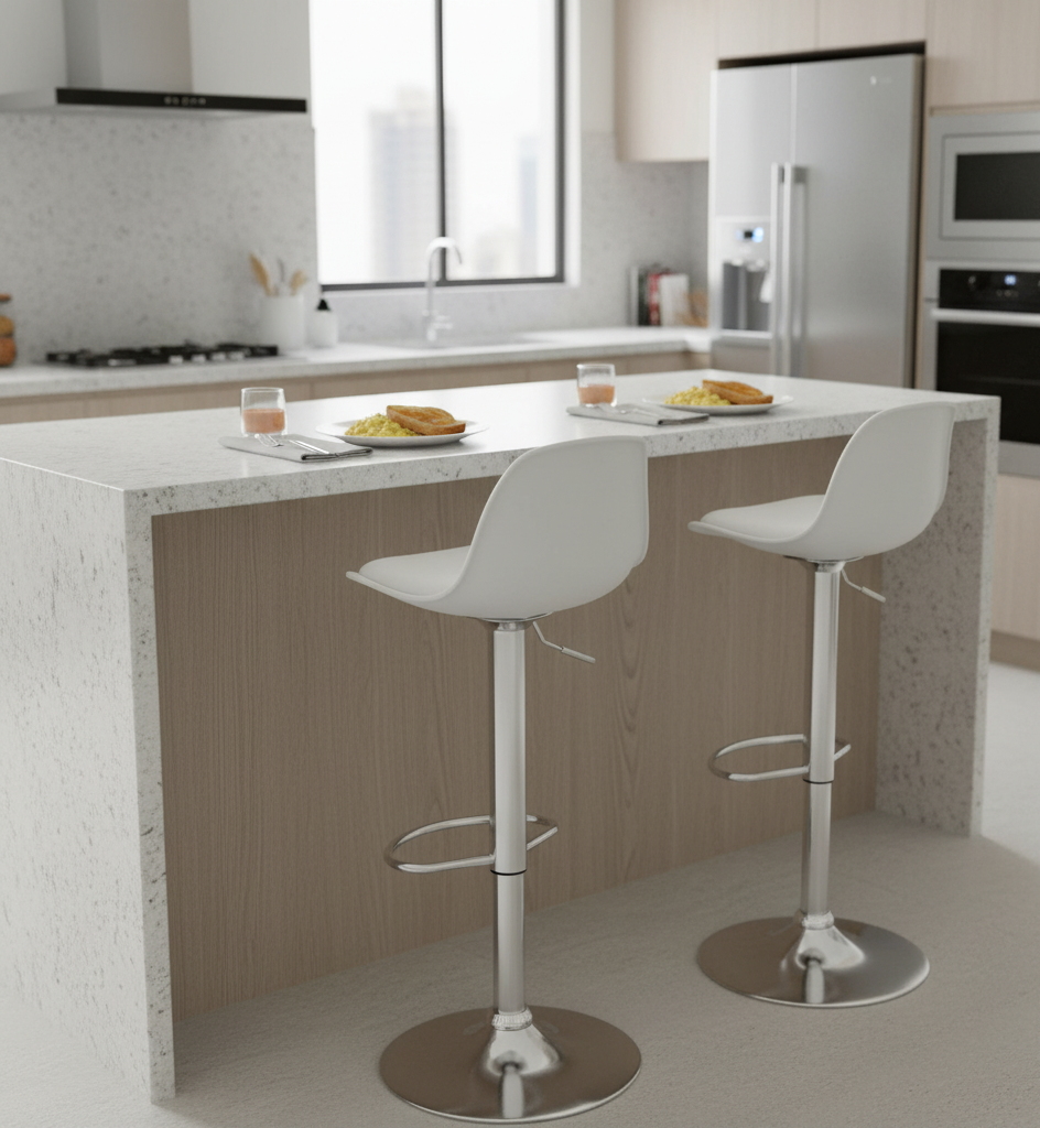 Banqueta Eiffel Giratória Estofada com Encosto Sala de Jantar