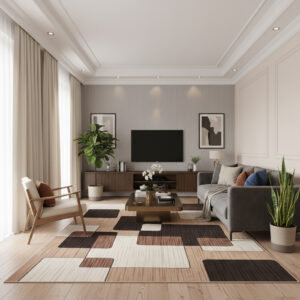 Tapete Sala Veludo Estampado Flannel 2,00 X 1,50 Metros Varios Modelos - Tabaco Madeira