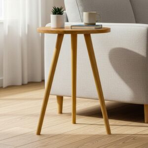 Conjunto de Mesinhas Canto E Apoio Pe Palito Madeira Tripe Porta Quadros E Objetos MDF Branco - Un Louro Freijó 35x50