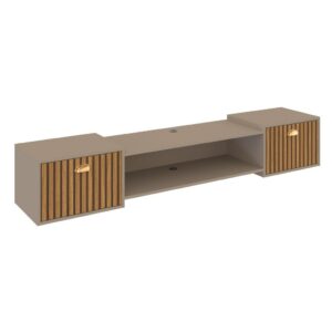 Rack Bancada Studio Leão 1.80cm Tv 75pol e 1.20 com pés Tv 50pol Home com 2 Portas - Lançamento Mirassol - RACK LEAO FENDI / RIPADO