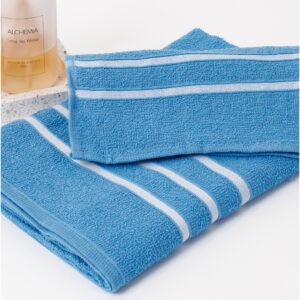 Kit 3 Toalhas De Banho 100% Algodão Alta Absorção 60x120cm - Azul - Jessica