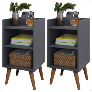 Kit 2 Mesa de Cabeceira ou Unitário para Quarto Charme Retrô Várias Cores Apoio de Cama Mesinha - KIT MAX CINZA