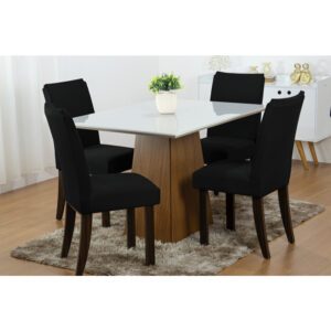 Capas Para Cadeira de Jantar - Kit 4 Peças Malha Gel com Elástico - Preto