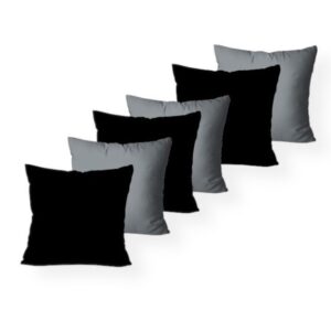 KIT c 6 ALMOFADAS DECORATIVAS CHEIAS 45X45cm ENCHIMENTO DE ESPUMA SOFT - MIX_PRETO&CINZA