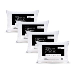 Kit 04 Travesseiros Toque de Pluma Suporte Firme 90 cm x 50 cm