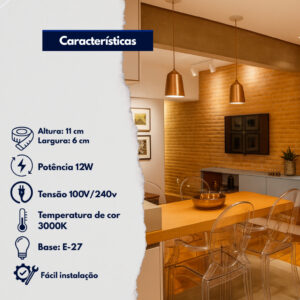 Kit Lâmpada Led Bulbo Econômica 12w 3000k Branco Quente Bivolt 110v 220v Luz Amarela Aconchegante