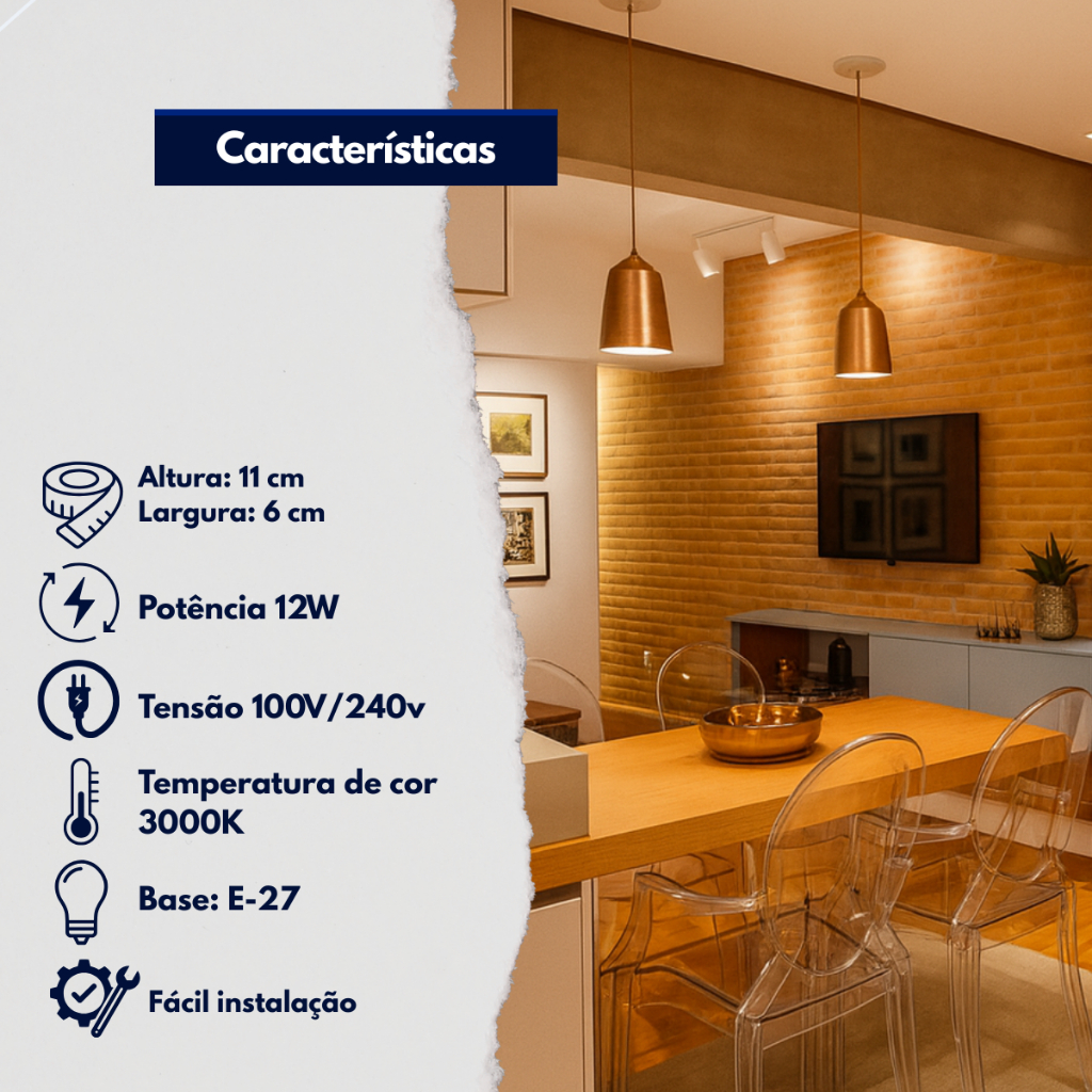 Kit Lâmpada Led Bulbo Econômica 12w 3000k Branco Quente Bivolt 110v 220v Luz Amarela Aconchegante