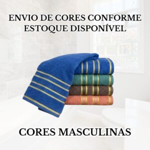 Kit 4 Toalhas Banho Turquesa 70x140 100% Algodão Felpuda Conforto Premium Grande - Kit 4 Banho Maculino Sortido