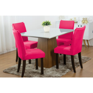 Capas Para Cadeira de Jantar - Kit 4 Peças Malha Gel com Elástico - Pink