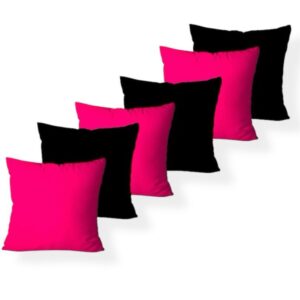 KIT c 6 ALMOFADAS DECORATIVAS CHEIAS 45X45cm ENCHIMENTO DE ESPUMA SOFT - MIX_PRETO&PINK