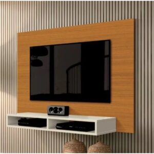 Painel Para Tv Até 43 Polegadas Com 02 Nichos - New Fox Faro - Cedro/Off White