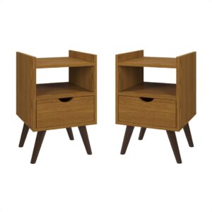 Kit 2 Mesas Cabeceira Quarto Gaveta Decoração Resistente Multiuso Organizador Nicho Retro Cores - KIT ALICE FREIJÓ