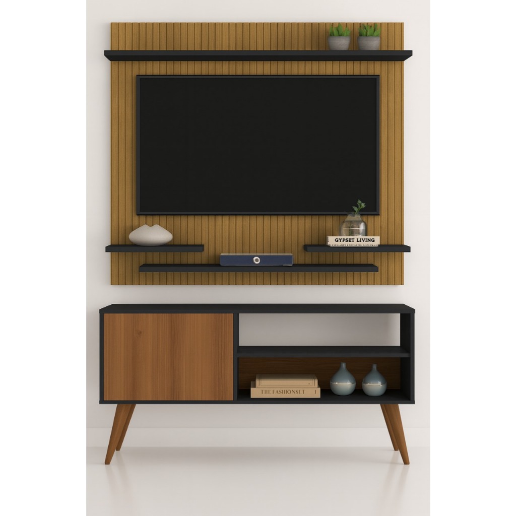 Rack Gardênia Retro com Painel Space para TV até 32” - Cores