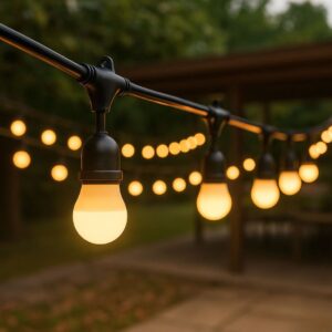 Varal Luzes 15 Soquete 15 Metros Preto Com 15 Lâmpada Bulbo 9w 3000k Amarela 110v 220v Festão Cordão