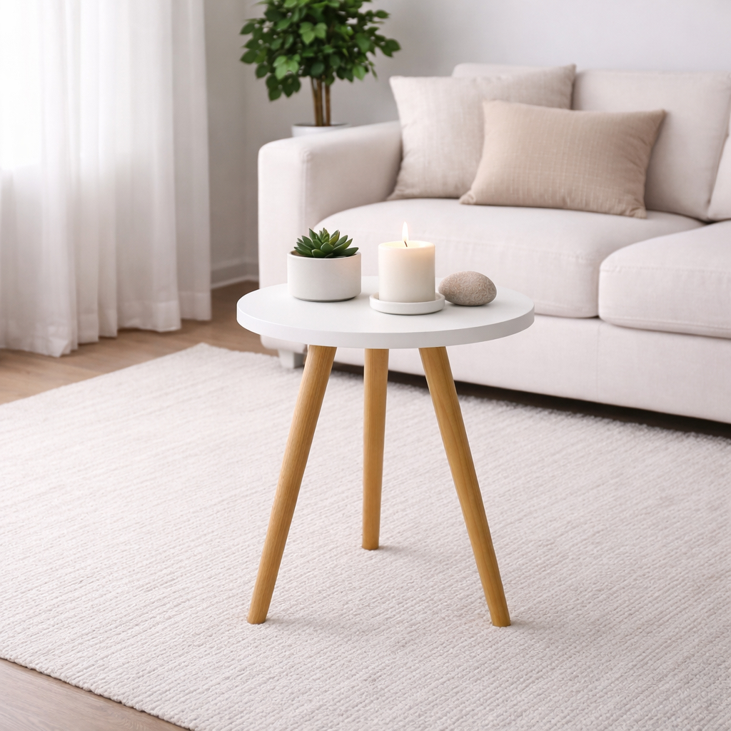 Mesinha Lateral Apoio Sala Mdf Branco e Preto 1 Un 35X40