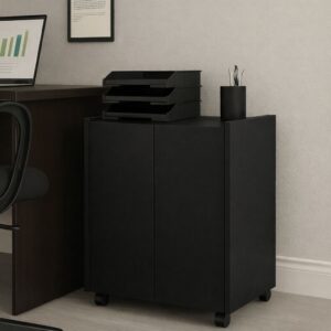 Armário Para Escritório Multiuso Com 2 Portas e Nicho - Envio Imediato - Preto