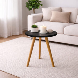 Mesinha Lateral Apoio Sala Mdf Branco e Preto 1 Un 35X40