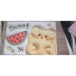 Tapete de Banheiro Efeito 3D Antiderrapante Super Absorvente Saída Chuveiro Box Super Absorvente 58x38cm - melancia