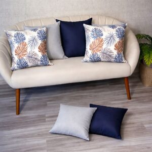 KIT c 6 ALMOFADAS DECORATIVAS CHEIAS 45X45cm ENCHIMENTO DE ESPUMA SOFT - MIX_COSTELA AZULcAZUL&CINZA