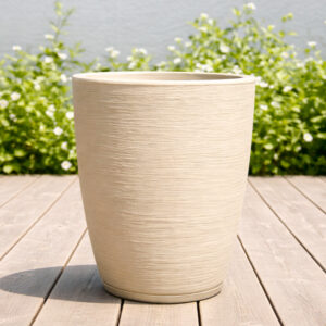 Vaso para Plantas Decorativo em Polietileno Coluna Bojo Escovado C/ Prato Coletor N2